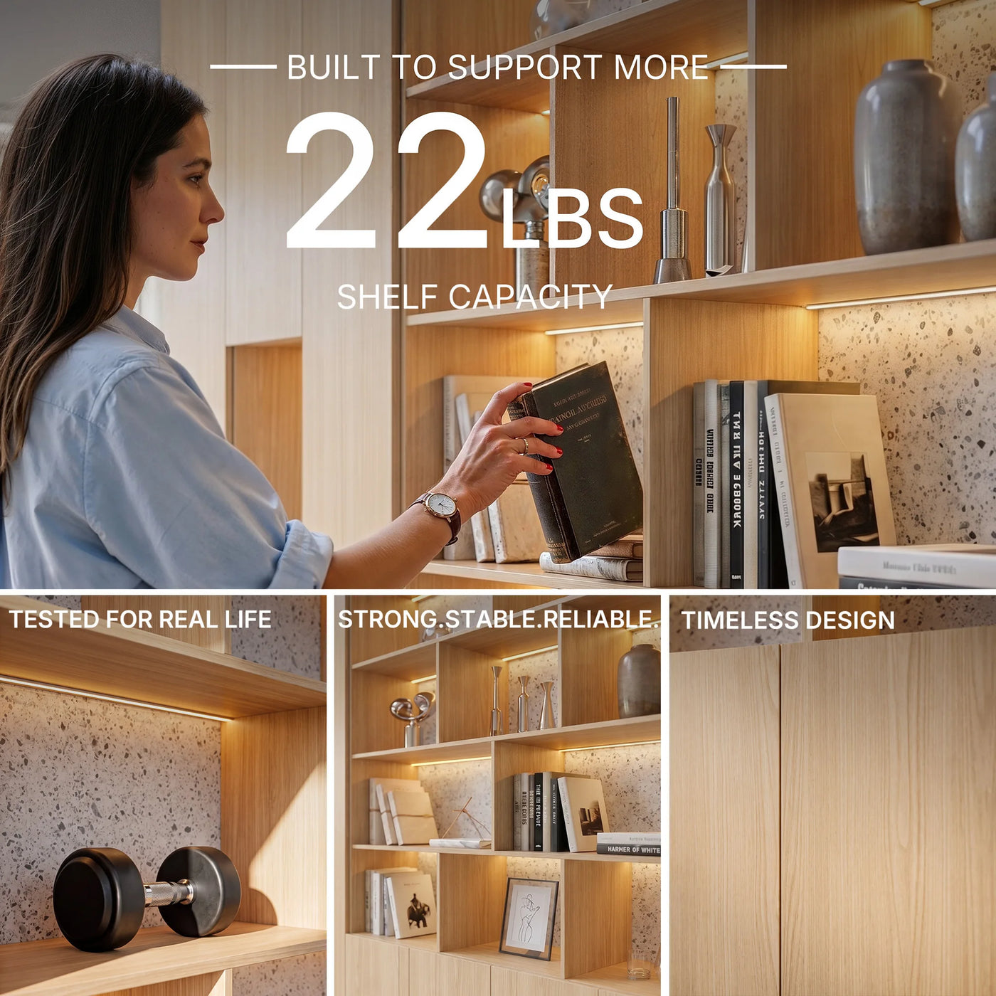 3-Piece Display Cabinet Storage Set-Natural
