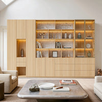 3-Piece Display Cabinet Storage Set-Natural