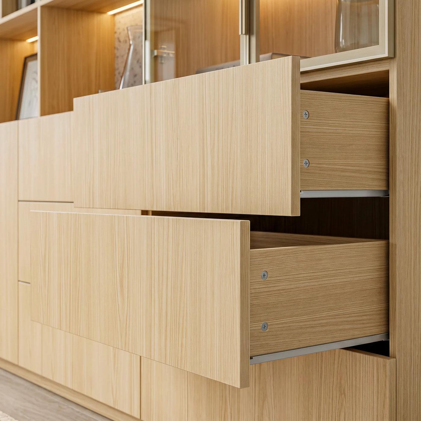 3-Piece Display Cabinet Storage Set-Natural