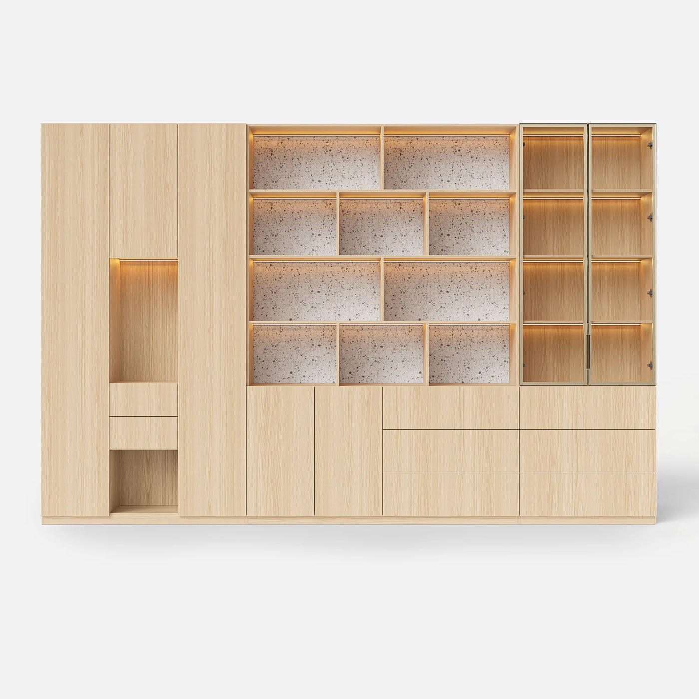 3-Piece Display Cabinet Storage Set-Natural