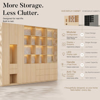 3-Piece Display Cabinet Storage Set-Natural