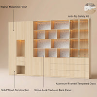 3-Piece Display Cabinet Storage Set-Natural