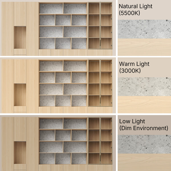 3-Piece Display Cabinet Storage Set-Natural