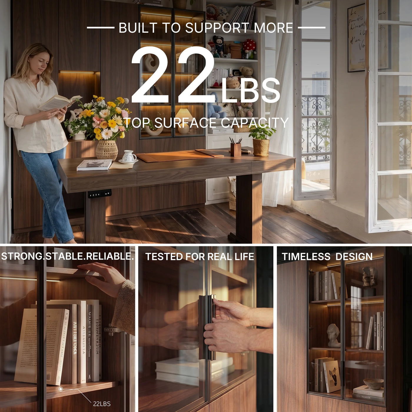 Modular Glass Display Cabinet Set-Brown