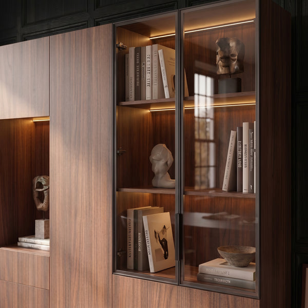 Modular Glass Display Cabinet Set-Brown