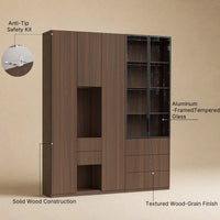 Modular Glass Display Cabinet Set-Brown