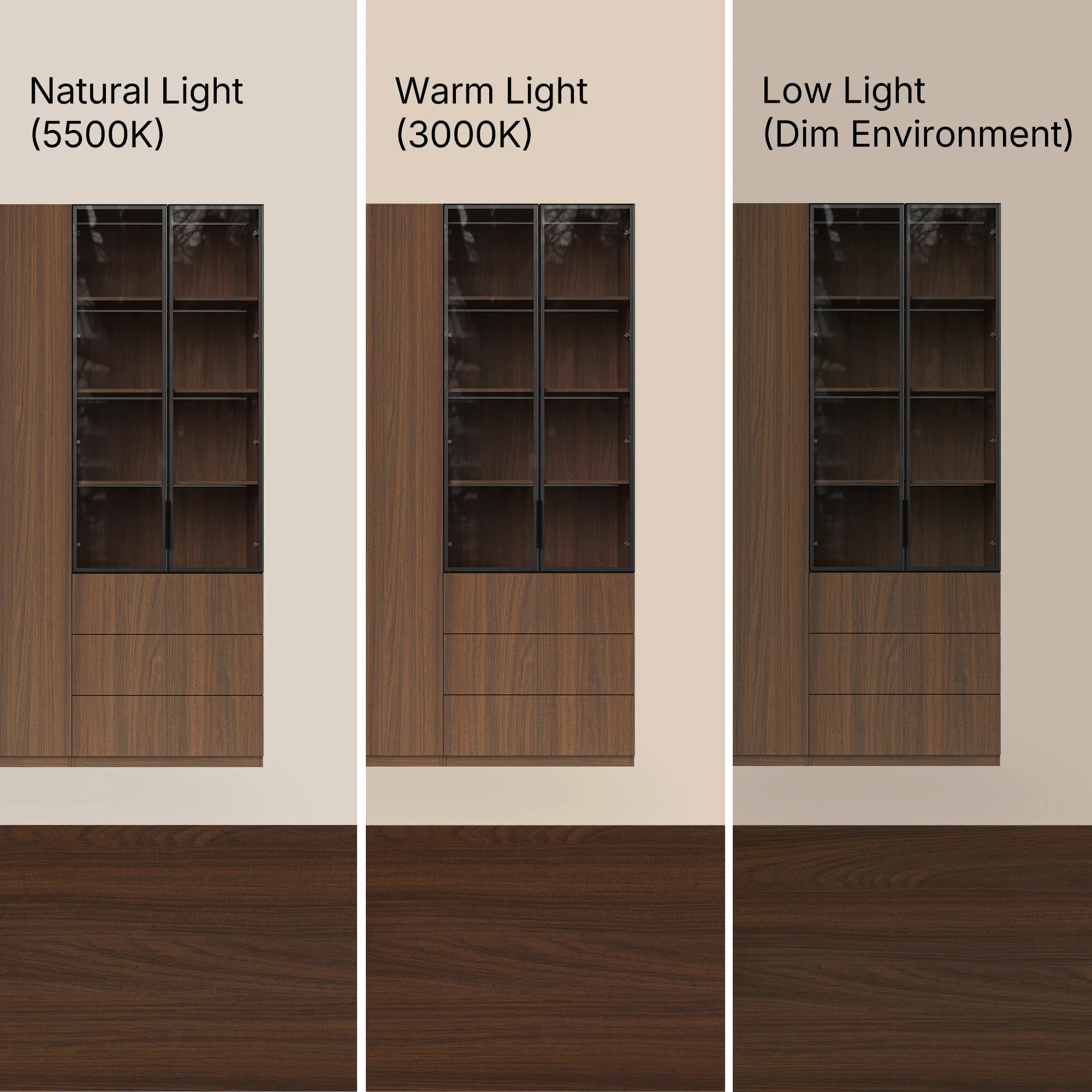 Modular Glass Display Cabinet Set-Brown
