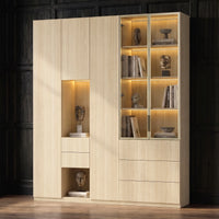 Modular Glass Display Cabinet Set-Natural