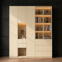 Modular Glass Display Cabinet Set-Natural