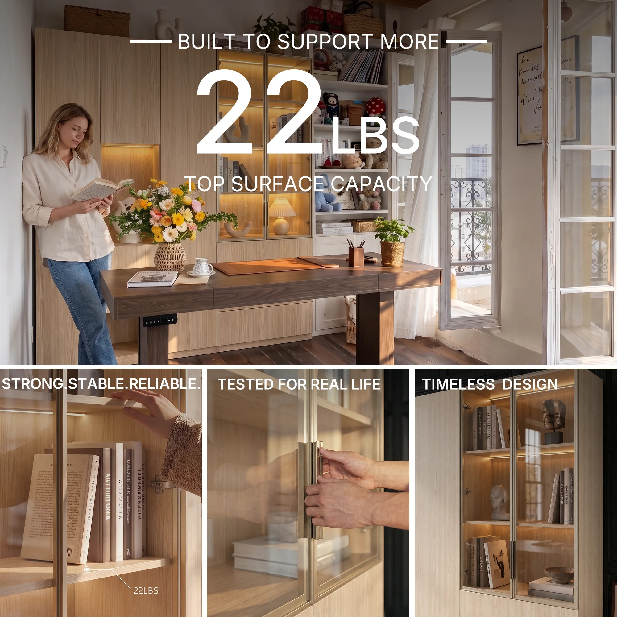 Modular Glass Display Cabinet Set-Natural