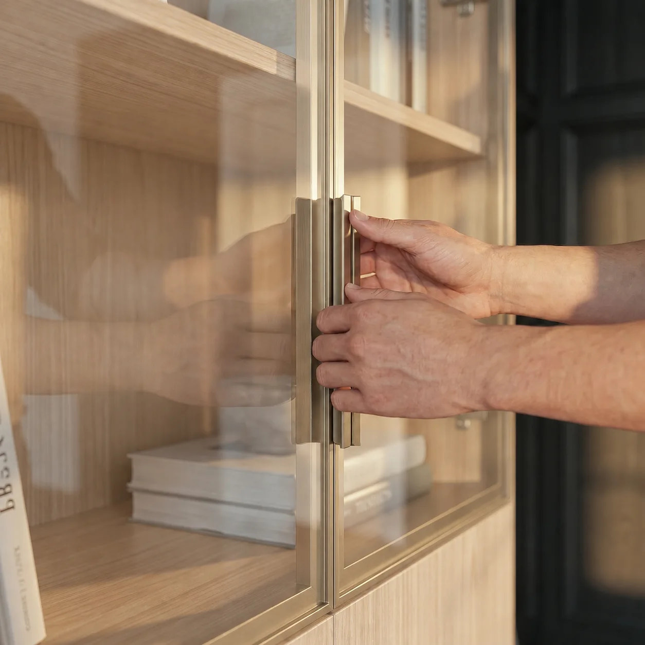 Modular Glass Display Cabinet Set-Natural