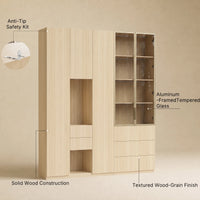 Modular Glass Display Cabinet Set-Natural