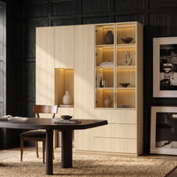 Modular Glass Display Cabinet Set-Natural