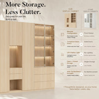 Modular Glass Display Cabinet Set-Natural