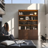 Storage Cabinet with Open Shelves and Drawers-Brown