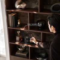 Storage Cabinet with Open Shelves and Drawers-Brown