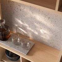 Storage Cabinet with Open Shelves and Drawers-Natural