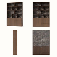 Storage Cabinet with Open Shelves and Drawers-Brown