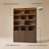 Storage Cabinet with Open Shelves and Drawers-Brown