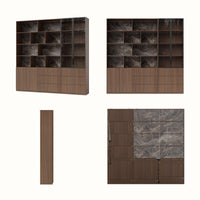 Bookcase Storage Cabinet Set with Drawers-Brown