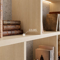 Bookcase Storage Cabinet Set with Drawers-Natural