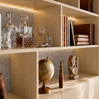 Bookcase Storage Cabinet Set with Drawers-Natural