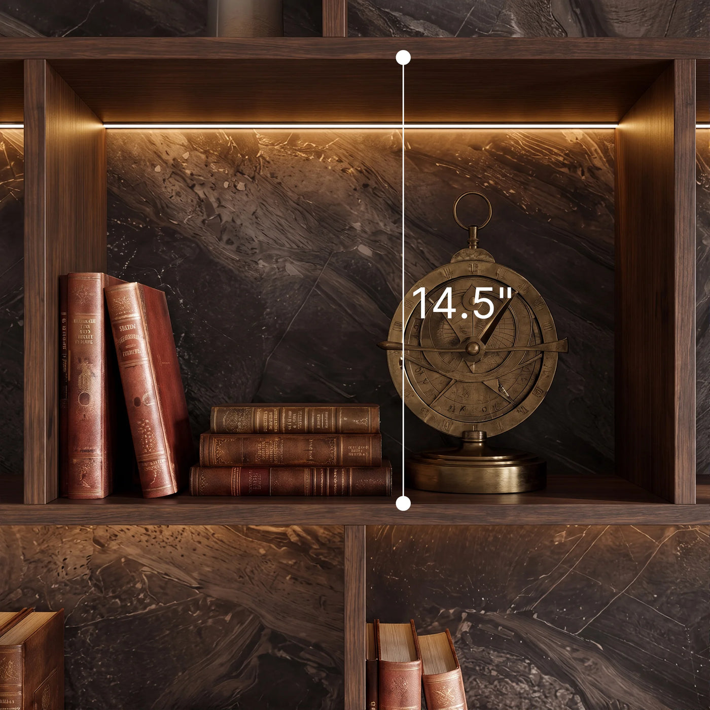 Bookcase Storage Cabinet Set with Drawers-Brown