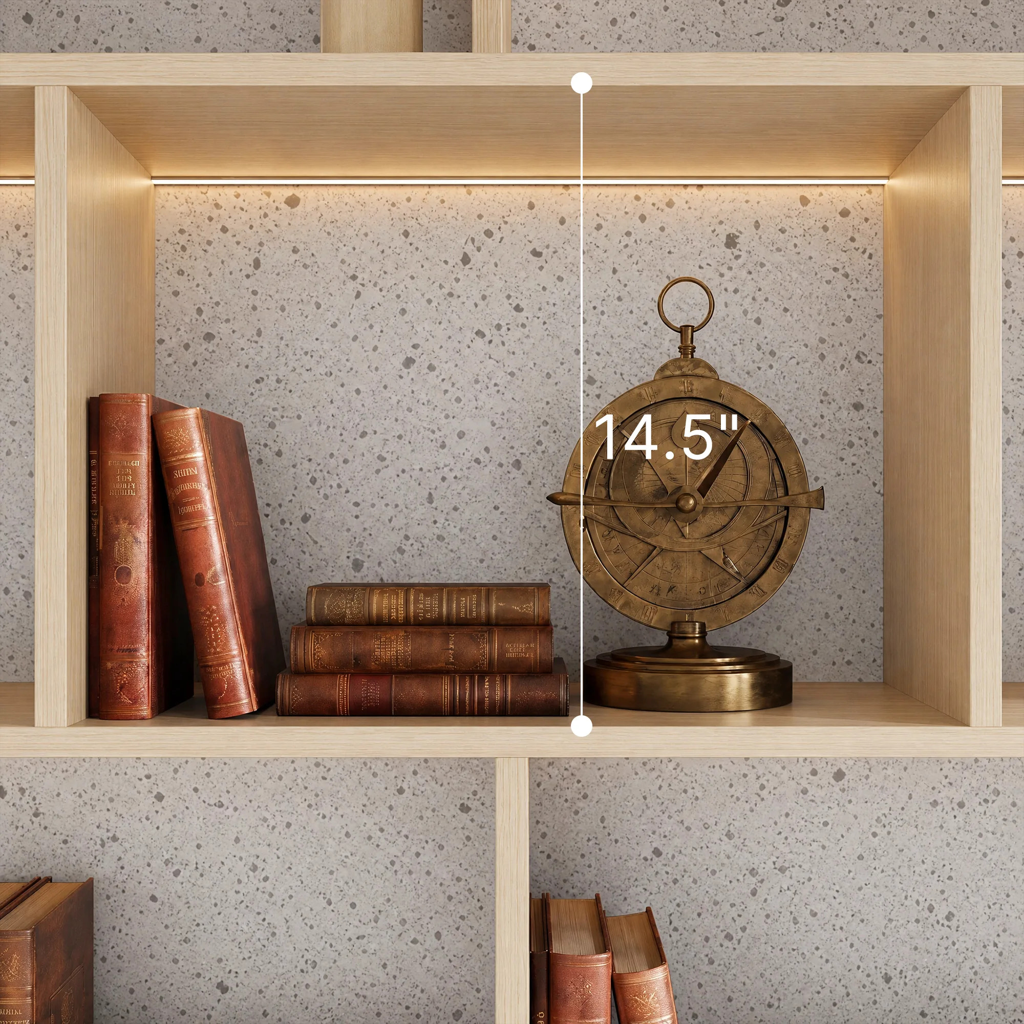 Bookcase Storage Cabinet Set with Drawers-Natural