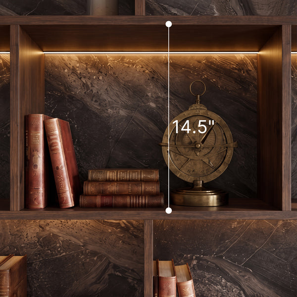 Bookcase Storage Cabinet Set with Drawers-Brown