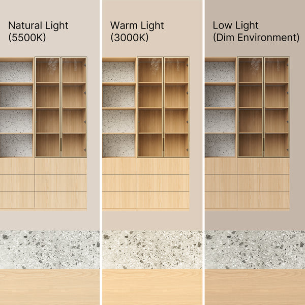 Bookcase Storage Cabinet Set with Drawers-Natural