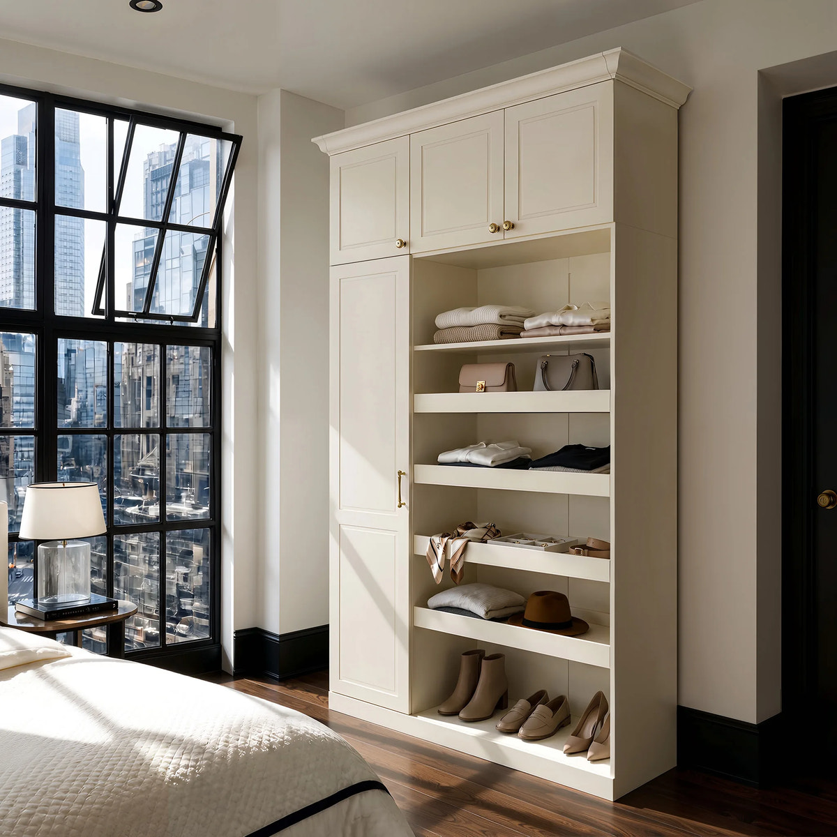 Vestia 4-Door Wardrobe Closet with Drawers