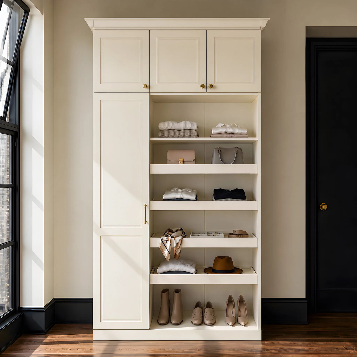 Vestia 4-Door Wardrobe Closet with Drawers