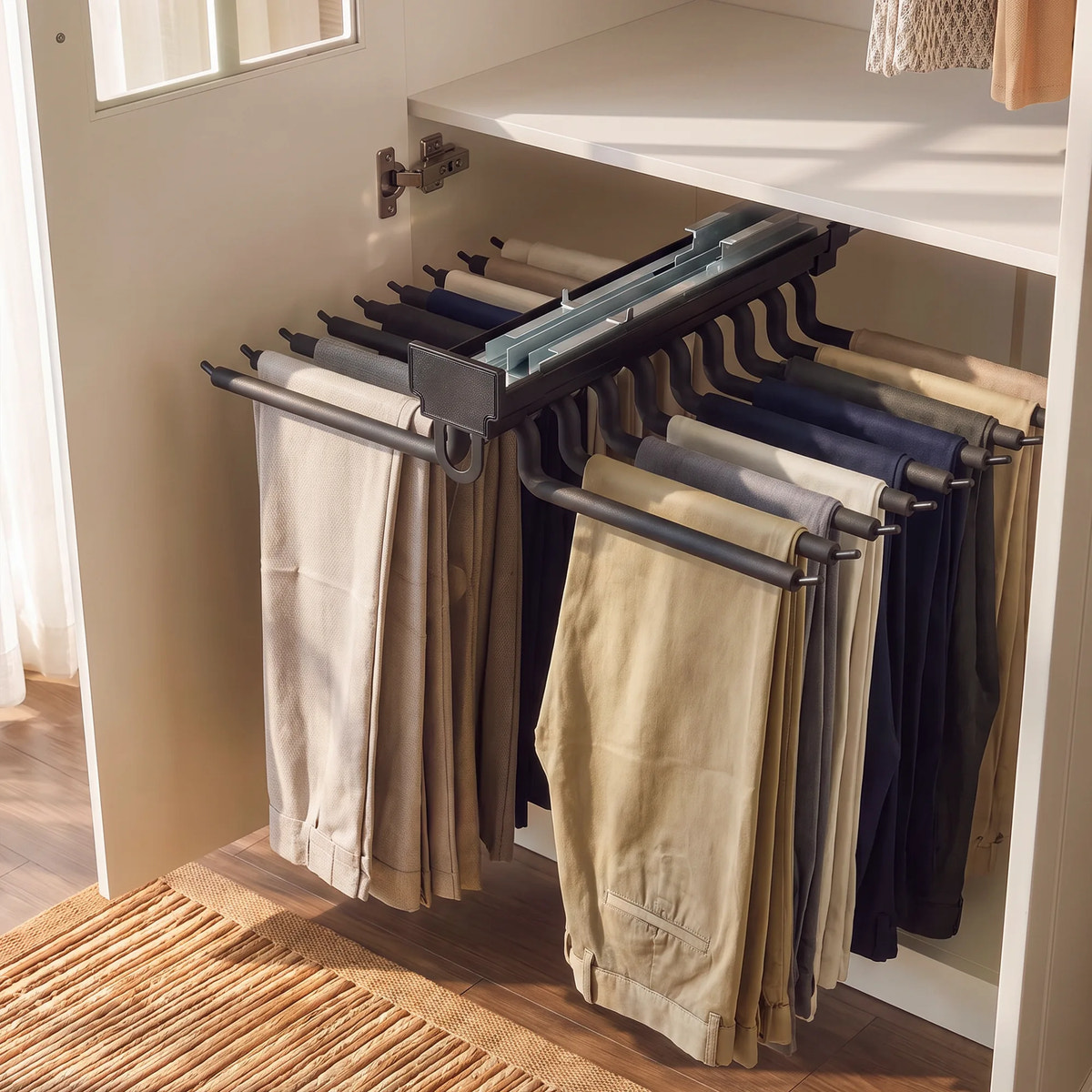 Vestia 4-Door Wardrobe Closet with Pants Rack