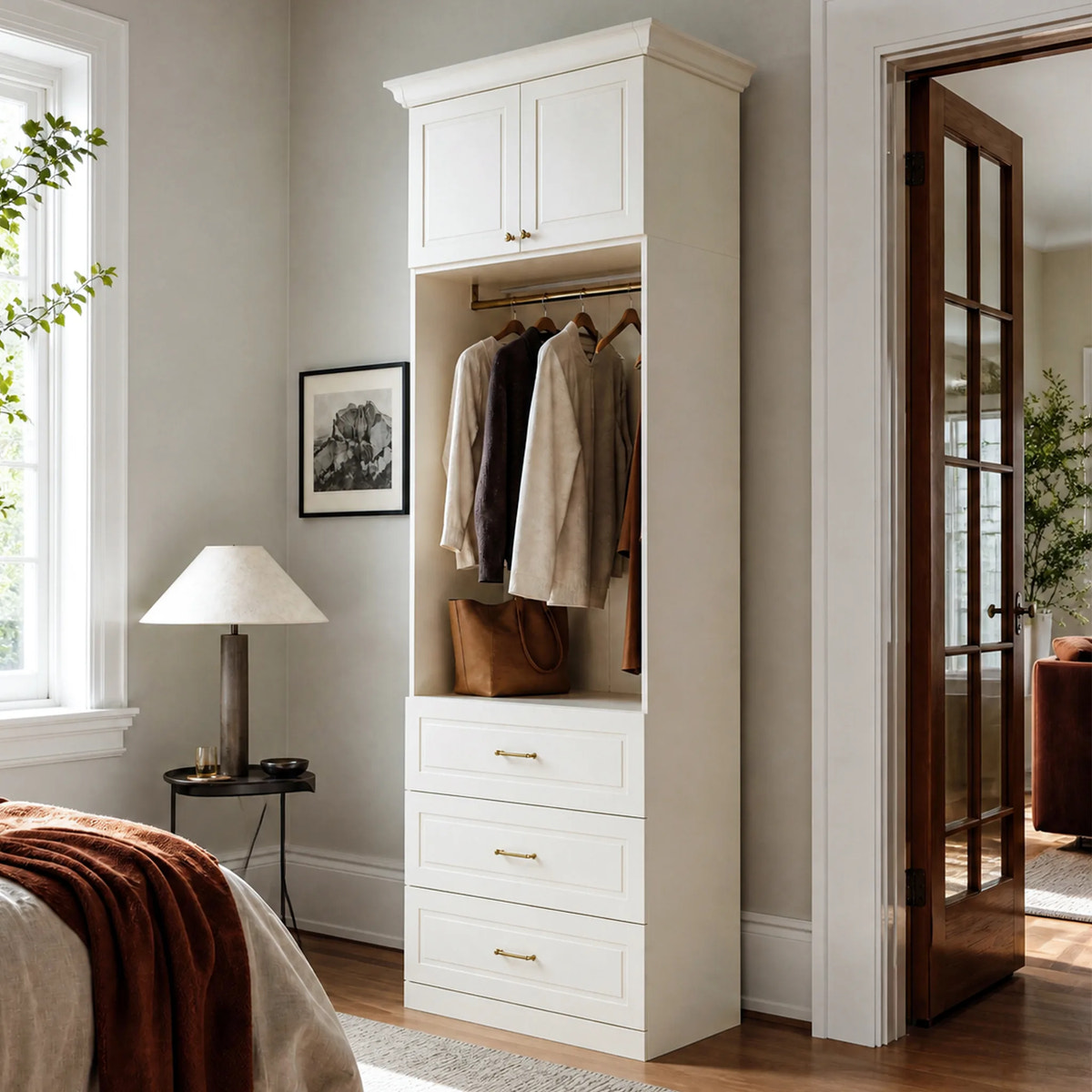 Vestia 2-Door Wardrobe Closet with 3 Drawers