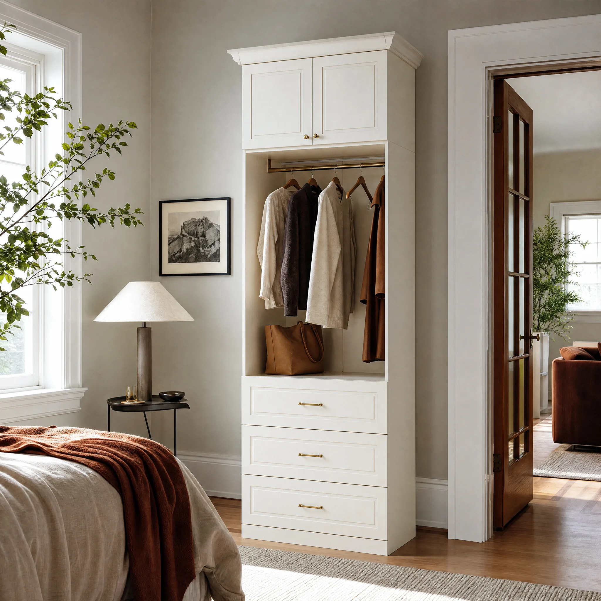 Vestia 2-Door Wardrobe Closet with 3 Drawers