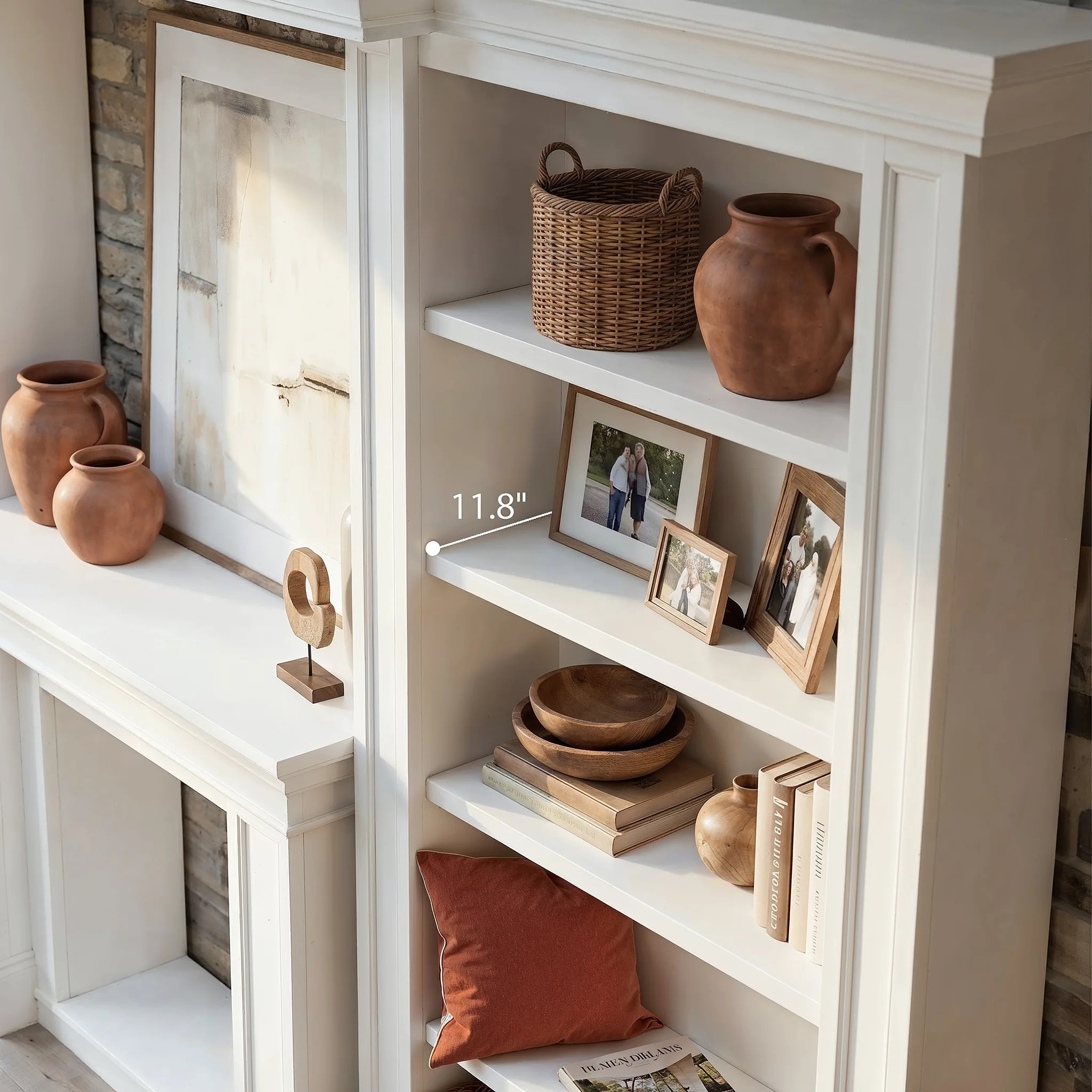 Traditional Entertainment Center with Open Shelves-White