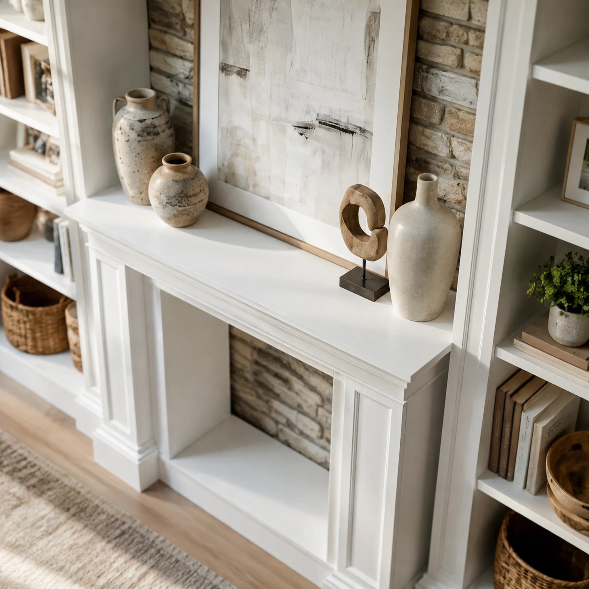 Traditional Entertainment Center with Open Shelves-White