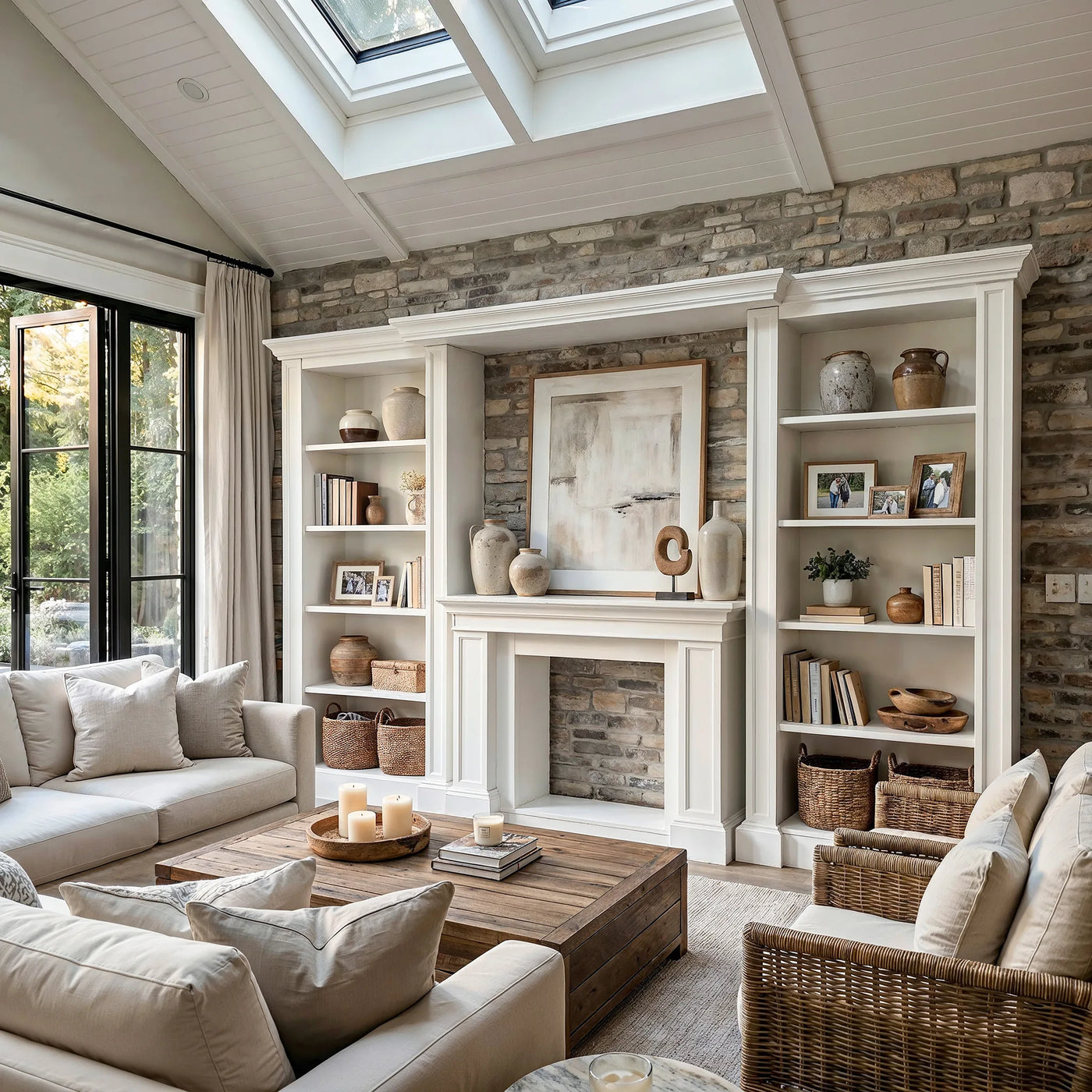 Traditional Entertainment Center with Open Shelves-White
