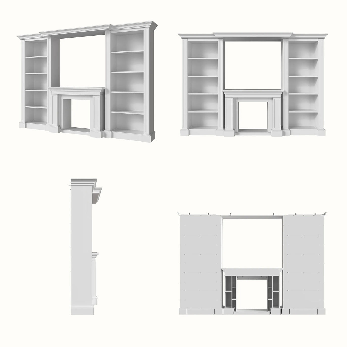 Traditional Entertainment Center with Open Shelves-White