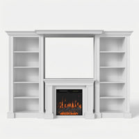Traditional Entertainment Center with Built-In Electric Fireplace and Bookshelves-White