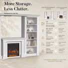 Traditional Entertainment Center with Built-In Electric Fireplace and Bookshelves-White