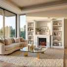 Traditional Entertainment Center with Built-In Electric Fireplace and Bookshelves-White