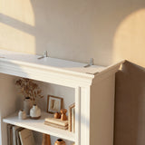 Traditional Entertainment Center with Built-In Electric Fireplace and Bookshelves-White