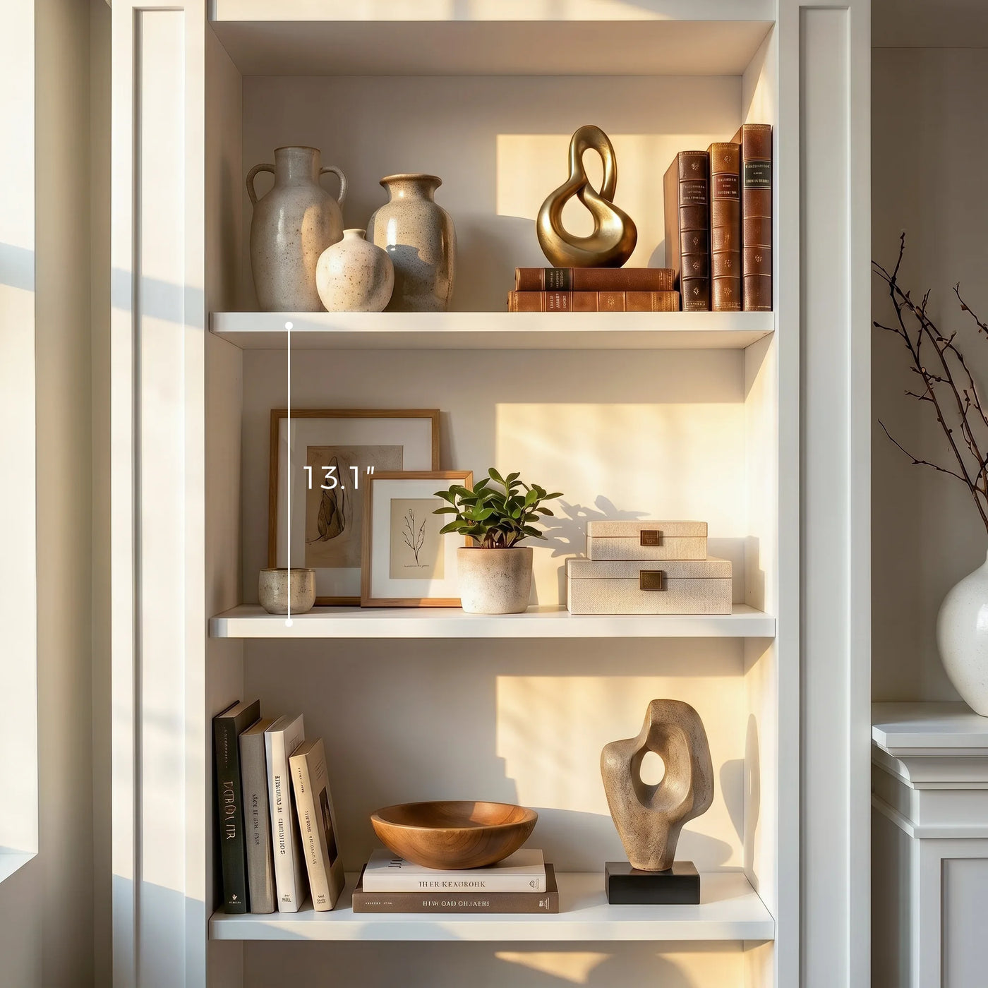Traditional Entertainment Center with Built-In Electric Fireplace and Bookshelves-White