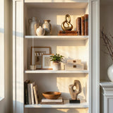 Traditional Entertainment Center with Built-In Electric Fireplace and Bookshelves-White