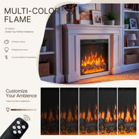 Traditional Entertainment Center with Built-In Electric Fireplace and Bookshelves-White