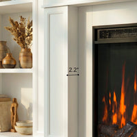 Traditional Entertainment Center with Built-In Electric Fireplace and Bookshelves-White