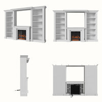 Traditional Entertainment Center with Built-In Electric Fireplace and Bookshelves-White