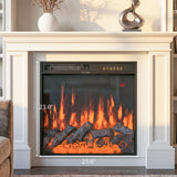 Traditional Entertainment Center with Built-In Electric Fireplace and Bookshelves-White