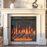 Traditional Entertainment Center with Built-In Electric Fireplace and Bookshelves-White